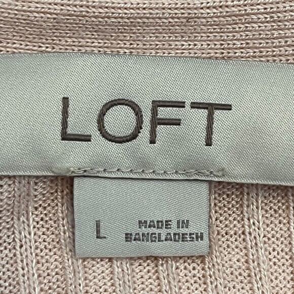 Ann Taylor Loft Open Ribbed Pastel Pink Longline Thin Cardigan Sweater sz L - Picture 16 of 16